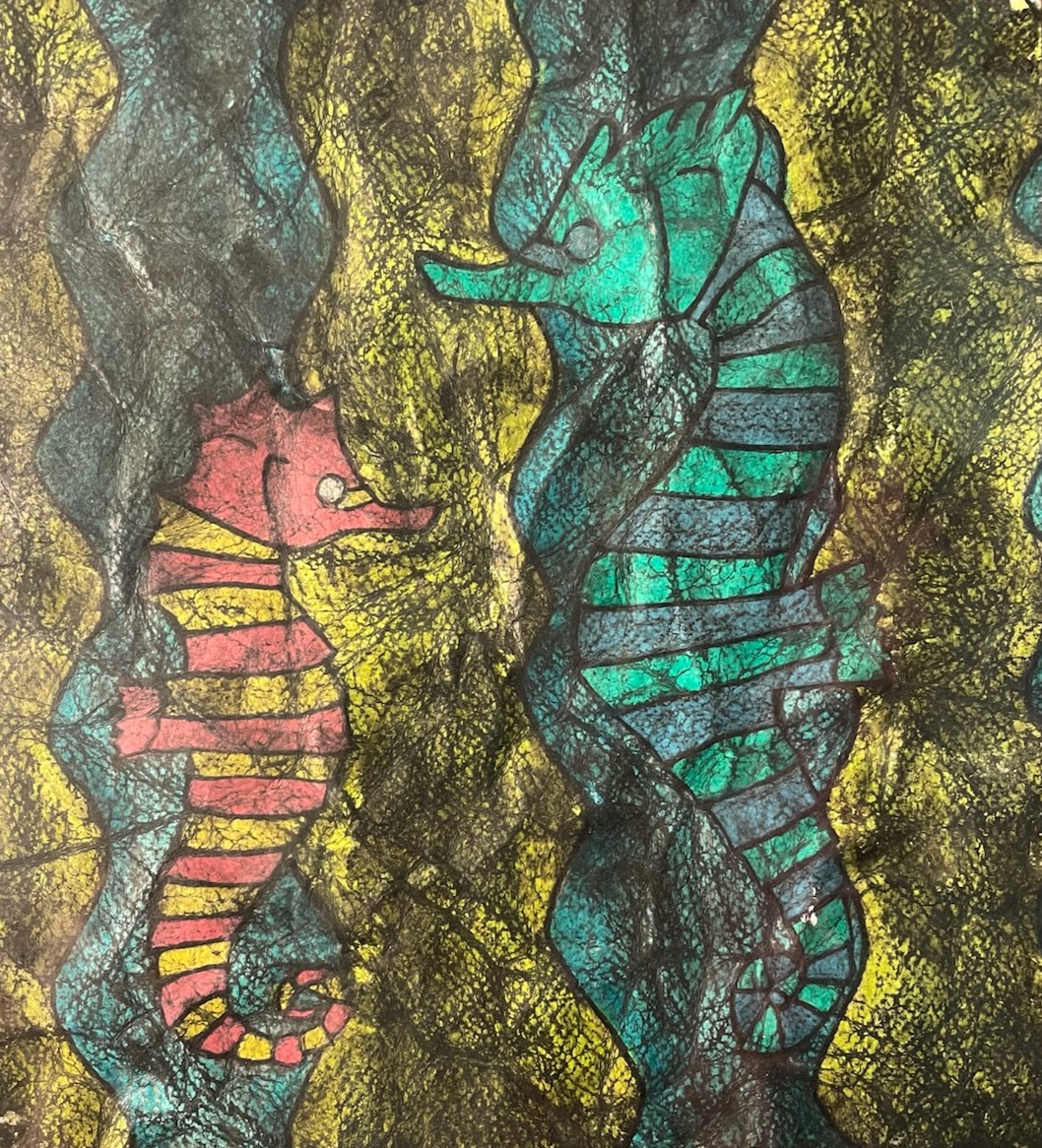faux batik seahorses