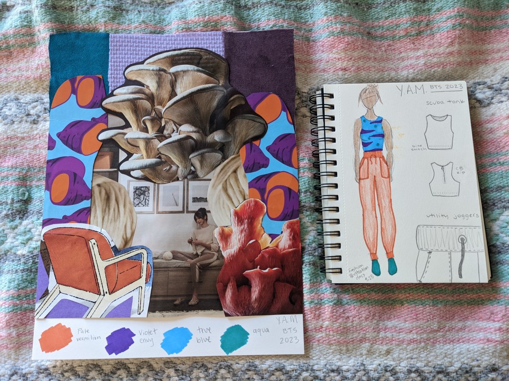 Fashion mood board and sketch