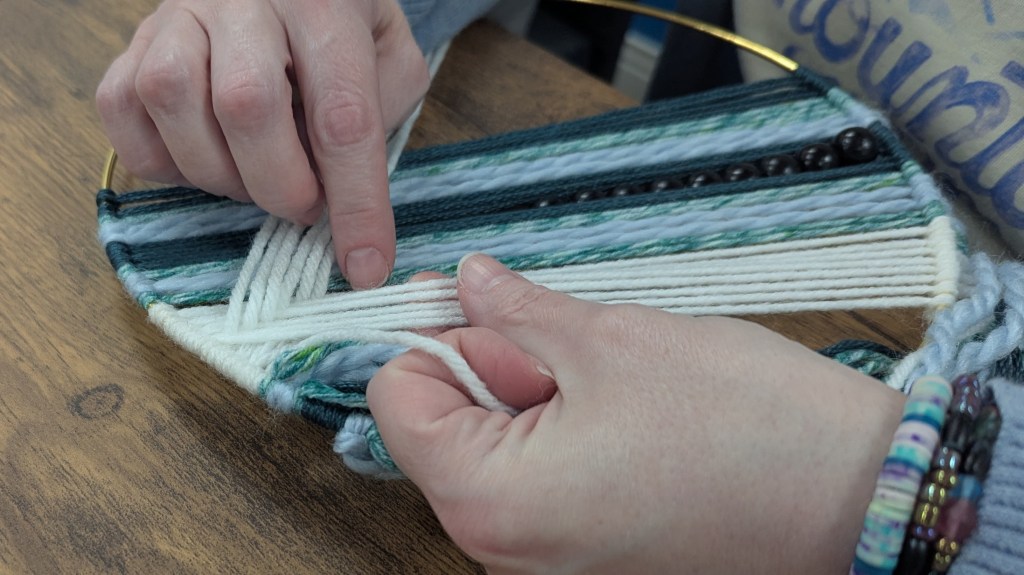 modern teal wall hanging macrame