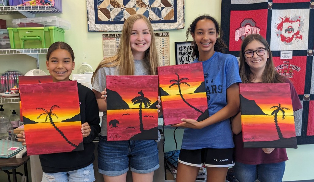 kids sunset painting
